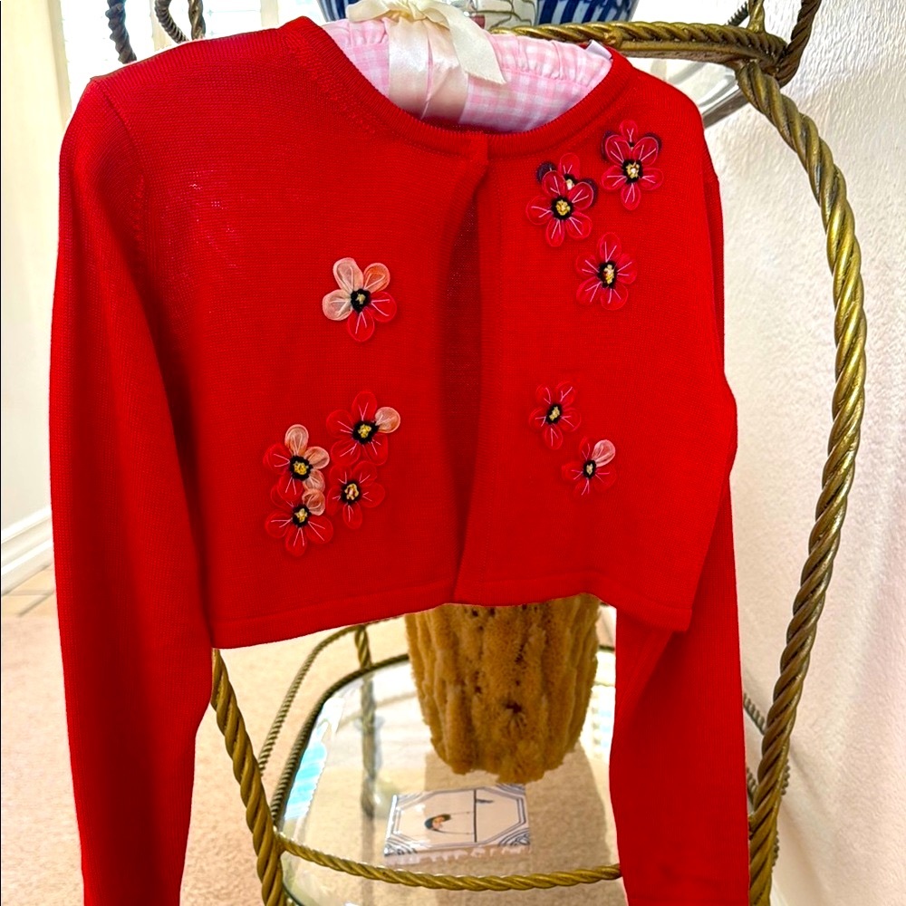 Dolce & Gabbana Red Embellished Knit Sweater